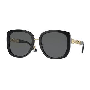 Versace Sunglasses Rectangle Full Rim, Black Frame and Dark Grey Lens